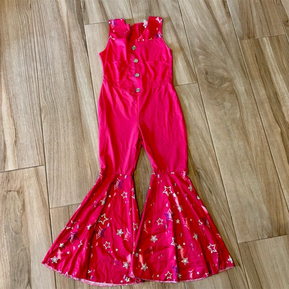 Barbie The Movie Western Cowgirl Jumpsuit Costume Girls Youth L 10-12 Pink